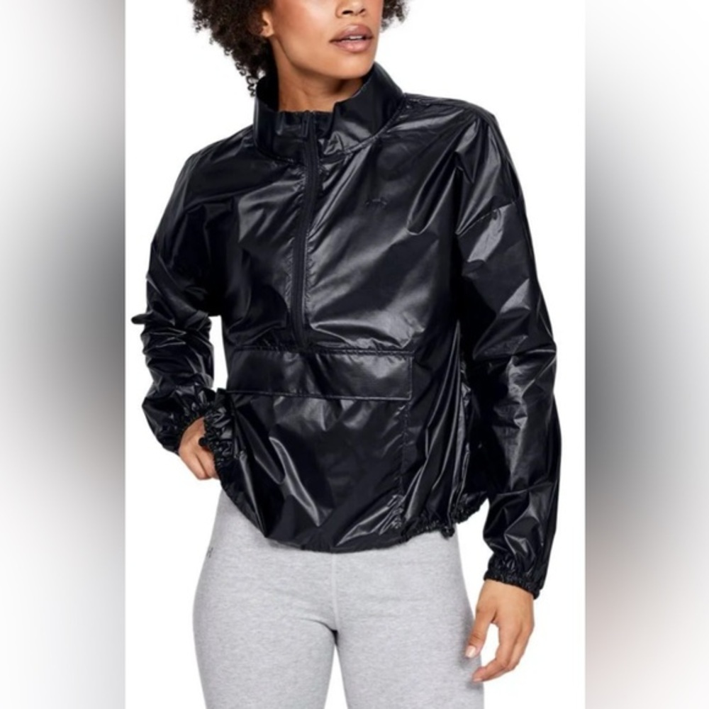 Under Armour Storm Metallic Black Windbreaker Jacket EUC Sz XL